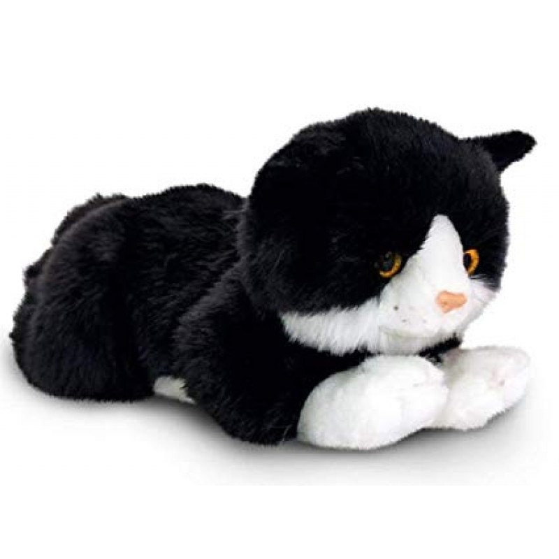 black and white cat soft toy