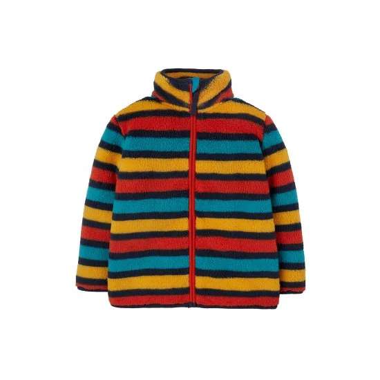 Fleece - Frugi - Ted - Toasty - Fluffy Fleece Jacket - Camper Rainbow  Stripe - sale
