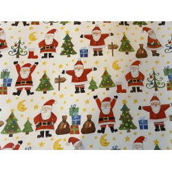 Wrapping Paper - CHRISTMAS - Santa, Christmas tree , presents and stars.. (posted folded)