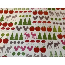 Wrapping Paper - CHRISTMAS - ANIMALS - woodland, apples, trees, apples... (posted folded)