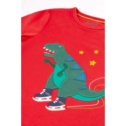 Pyjamas - Christmas - DINOSAURS - Frugi - Caden - Merry Rainbow Check  Warm Flannel check