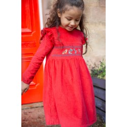 Dress - Party - Christmas festive - Frugi - Leonora - Soft cord - Red Robin