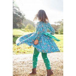 Dress - PARTY - Christmas Festive - SKATER - Long sleeves - Frugi - Enchanted Fairy Forest - with bow