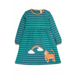 Dress - Frugi - Dolcie - Tiger - Iguana green stripe