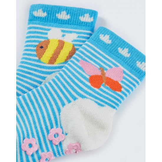 Socks - Warm - Frugi - 2pc - Grippy Terry socks - BUMBLE BEE -  0-6m 6-12m, 1-2y, 2-4y