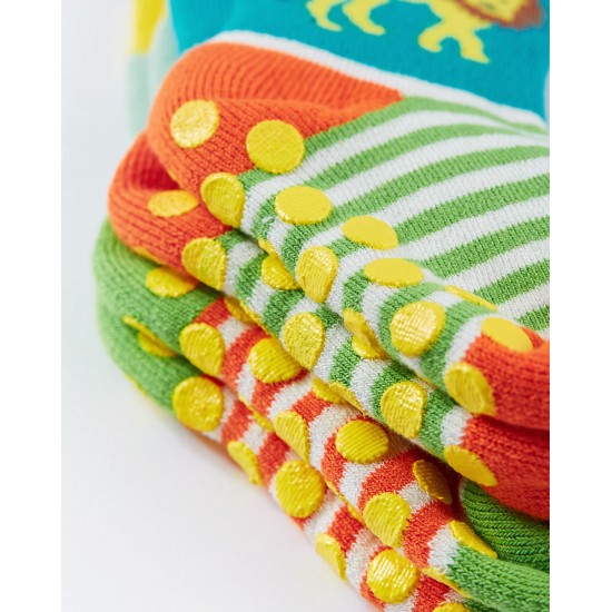 Socks - Warm - Frugi - 2pc - Grippy Terry socks - JUNGLE -  0-6m 6-12m, 1-2y, 2-4y