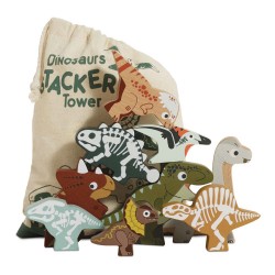 Toys - STACK - Wooden - JURRASIC - Stacking Dinosaurs in a bag - 18m plus 