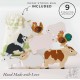 Toys - Wooden - FARM - Stacking Animals in a bag - farmyard favourites, pig, piglet, cow, hen, chicken, sheep, lamb, dog, and a duck. 18m plus