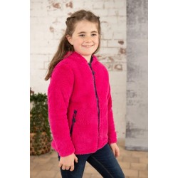 Fleece - PLAIN - Gracie - Zipped Sherpa fleece with Hood - BRIGHT Pink