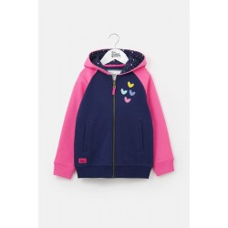 Hoody - HEARTS - Jasmine - Full Zip Sweatshirt Hoodie - Navy and Pink