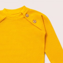 Top - LGR - Waffle - Cosy Yellow Gold button raglan