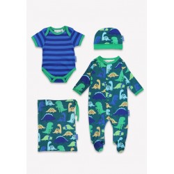 Babygrow set - DINOSAURS - Toby Tiger - DINOSAURS - Green and blue stripe - Babygrow, Body Vest and Hat 